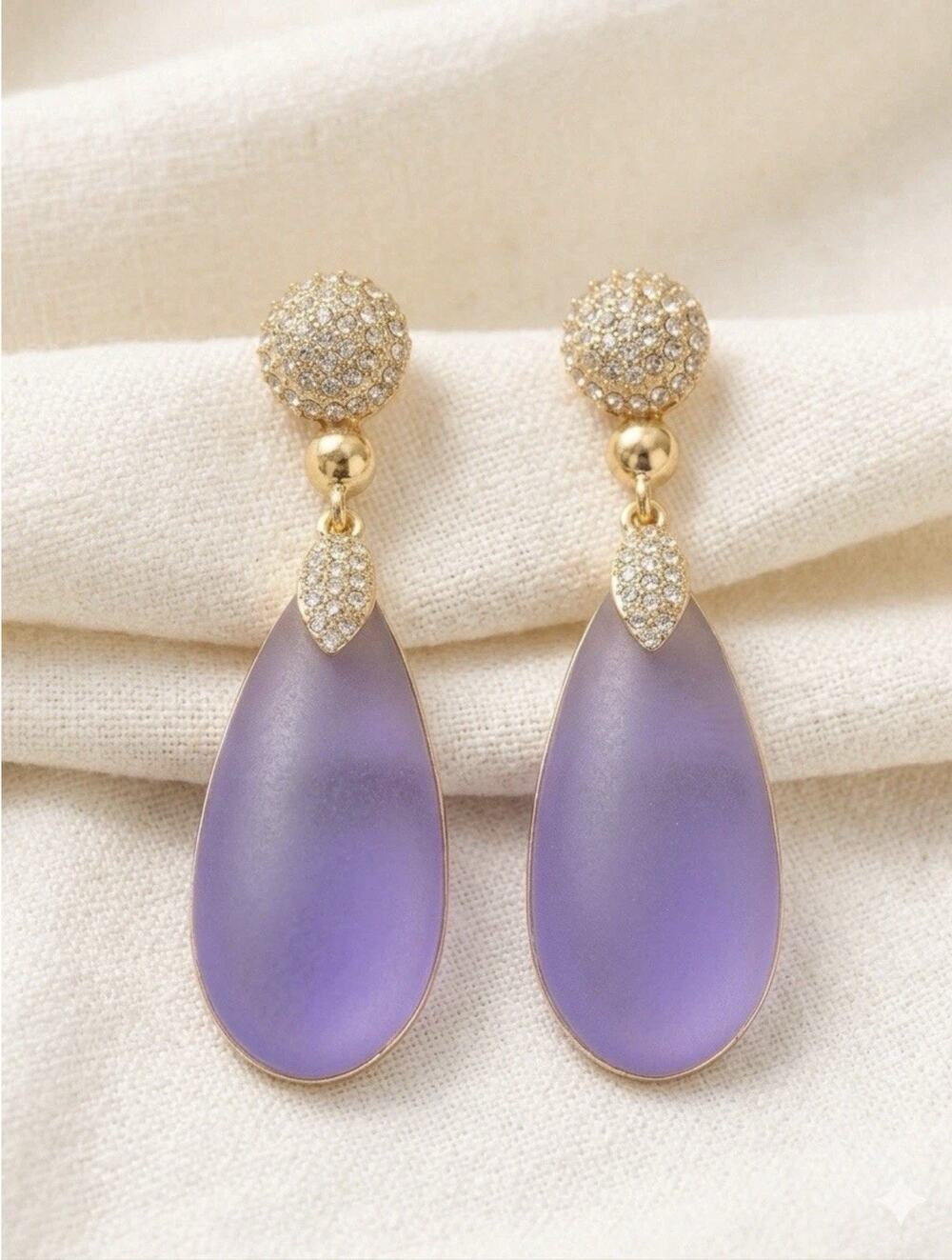 Art Deco Lucite Solanales Earrings Museum Gold VTG Court Boho Crystal Teardrop